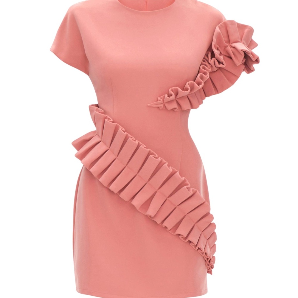 NWT ANDREA IYAMAH Safia Mini Dress Peach Rose Size L